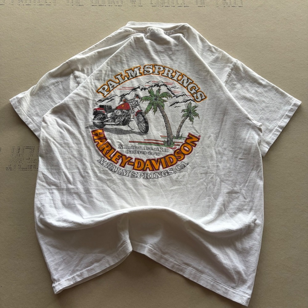 Vintage 80s Harley Davidson T-shirt Eagle Palm Springs California - Picture 5 of 8
